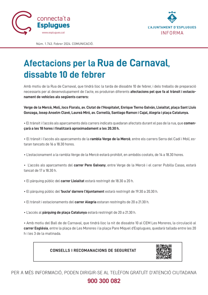 Carnaval Esplugues Afectacions Trànsit